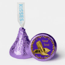 Sapato de Salto Alto Dourado Roxo Hershey Kisses