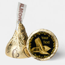 Sapato Preto de Salto Alto Hershey Kisses Dourado