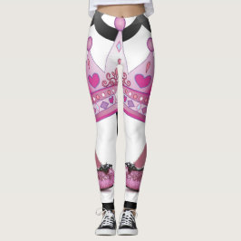 sapatos da coroa rosa leggings