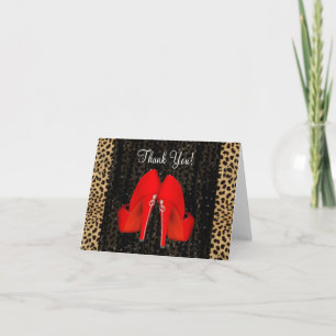 Sapatos de Salto Alto Vermelho Leopardo Cartões de