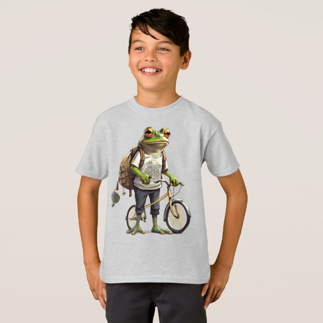 Sapo Adorável em T-shirt e Bicicleta da Mochila (Frente Completa)