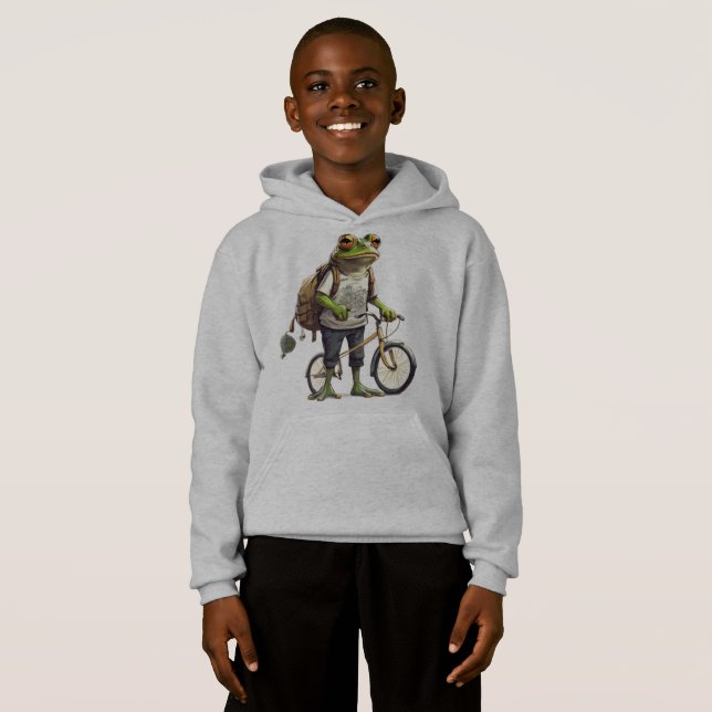 Sapo Adorável em T-shirt e Bicicleta da Mochila (Frente Completa)