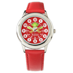 Sapo bonito dos miúdos e relógio vermelho