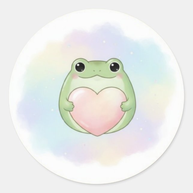 Sapo de Amor Mínimo Adesivo Sapo Fofo Segurando Co (Frente)