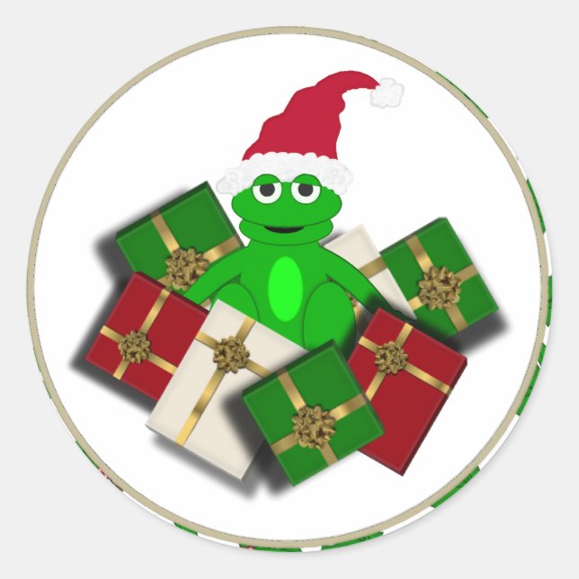 Sapo de Natal e Adesivos de Presente (Frente)