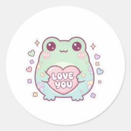 Sapo do Amor Adesivo Sapo Fofo Segurando Coração R