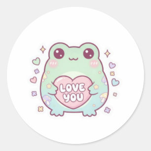 Sapo do Amor Adesivo Sapo Fofo Segurando Coração R