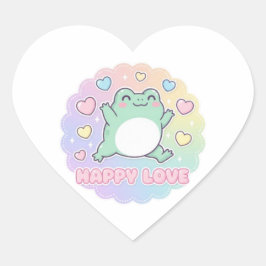 Sapo do Amor Feliz Adesivo Sapo Saltitante Coração