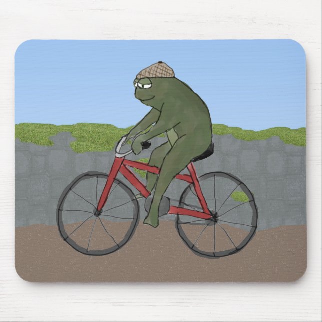 Sapo do cavalheiro em uma bicicleta Mousepad (Frente)