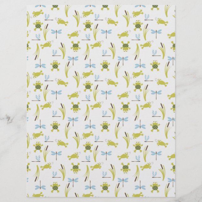 Sapo & Dragonfly & Bolinhas Scrapbook Dual Sided (Frente)