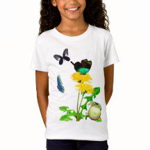 Sapo e borboletas Meninas T-Shirt