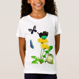 Sapo e borboletas Meninas T-Shirt