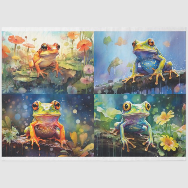 Sapo em papel de dissociação da colagem de aquarel (Frente )