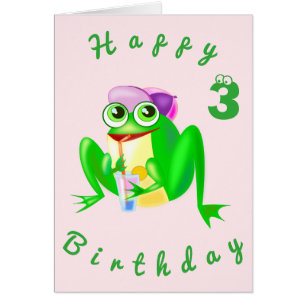 Sapo Feliz do Cartão de Aniversário do Bebê - Pers