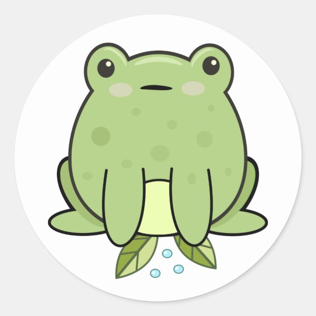 Sapo Kawaii Clássico Adesivo Redondo (Frente)