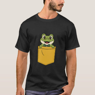 Sapo Nerd Fofo em Camisa de Bolso Falso
