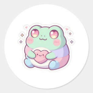 Sapo Olhos de Coração Adesivo Fofo Sapo Minimalist