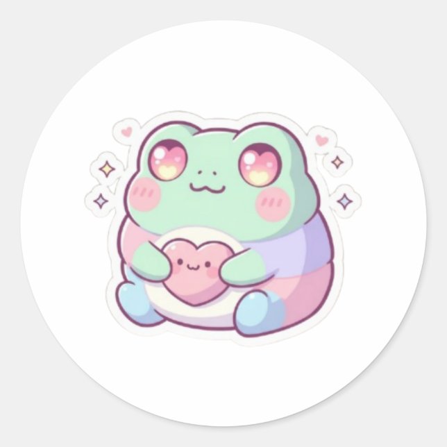Sapo Olhos de Coração Adesivo Fofo Sapo Minimalist (Frente)