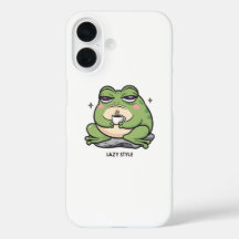Sapo rabugento com uma taça de café