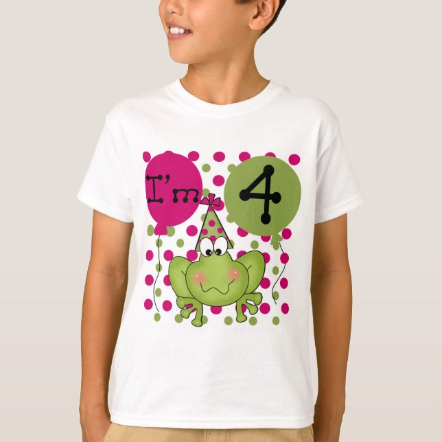 Sapo rosa 4.º Camisetas e presentes de aniversário (Frente)