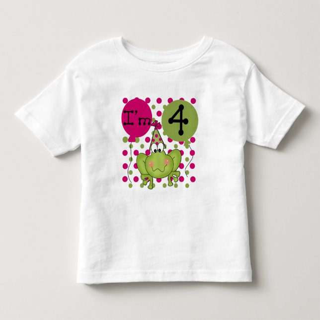 Sapo rosa 4.º Camisetas e presentes de aniversário (Frente)