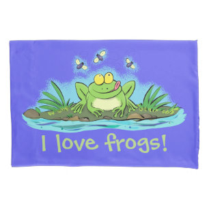Sapo verde-bonito com travesseiro de cartoon de mo