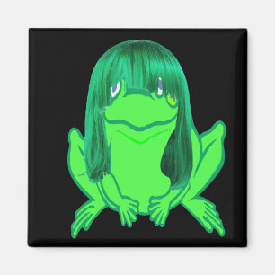 sapo verde com íman verde de peruca
