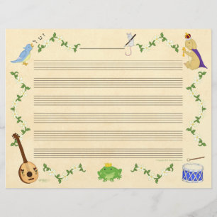 Sapos e papel do manuscrito da música dos coelhos