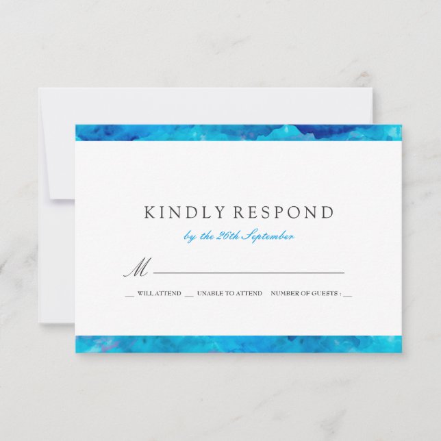 Sapphire Abstrato Watercolor Weding RSVP (Frente)