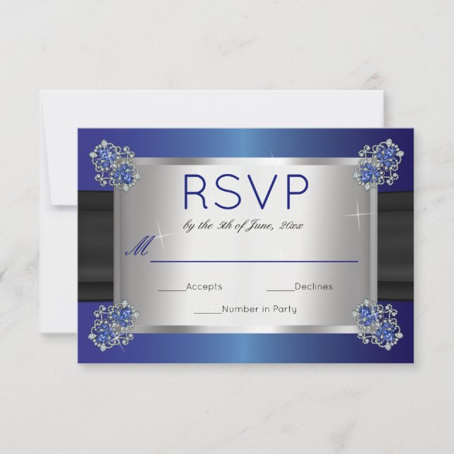 Sapphire de Ouros Elegante Clasps Blue Weding RSVP (Frente)