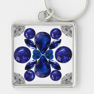 Sapphire Diamond Gemstone Art Blue Chaveiro