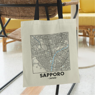 Sapporo, Japão, Mapa da Cidade em Bolsa Tote