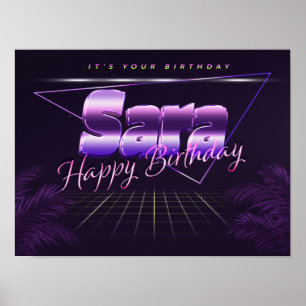 Sara Name Vorname lila retro Poster Geburtstag