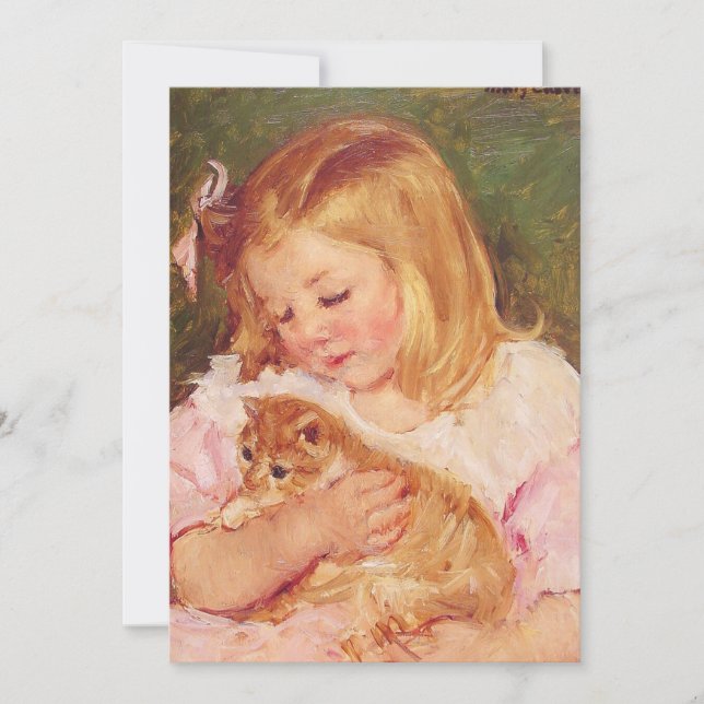 Sara segurando um gato | Mary Cassatt (Frente)