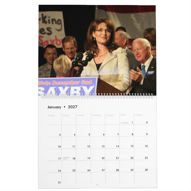 Sarah Palin - calendário perpétuo (Jan 2027)