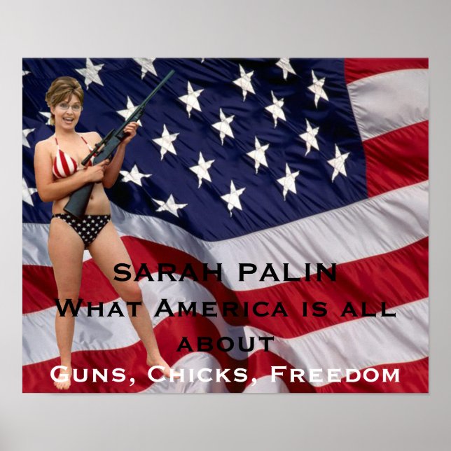 Sarah Palin Guns, Pintinhos, Liberdade Poster (Frente)