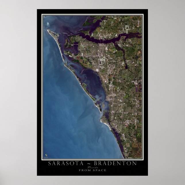 Sarasota - Bradenton Florida Satellite Poster Map (Frente)