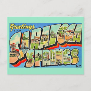 Saratoga Springs NY Cartão Postal Retro