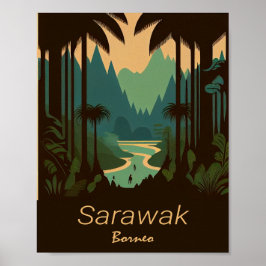 Sarawak Borneo - Poster de Viagens vintage Minimal