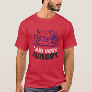Sarcastic Hungry Cat Cartoon T-Shirt Design