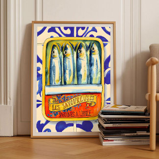 Sardines Print Sardine Tin Vintage Poster Retro 