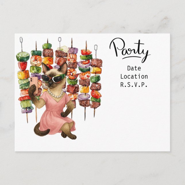 Sassy Cat Selfie no Convite de festas (Frente)