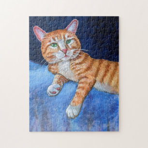 Sassy Orange Tabby Cat Quebra-cabeça realístico