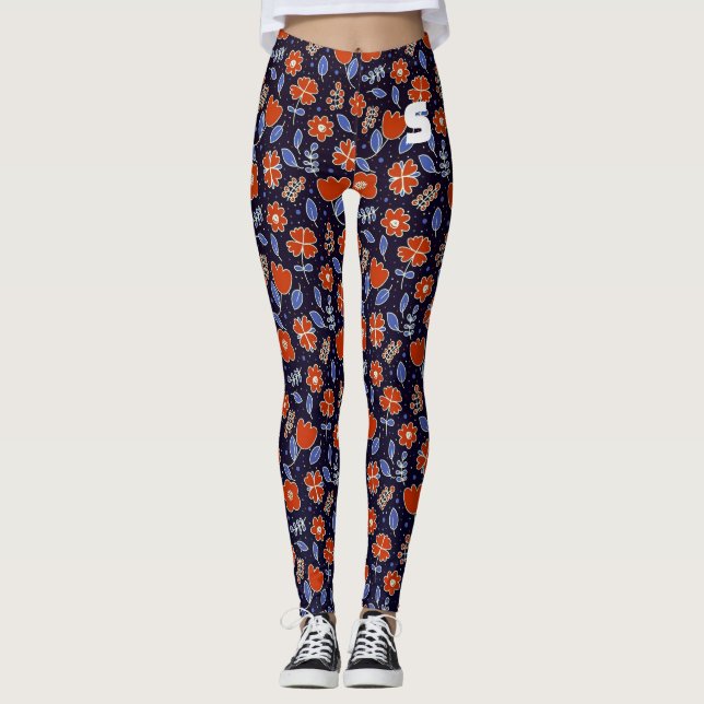 Sassy por todas as Leggings florais do impressão (Frente)