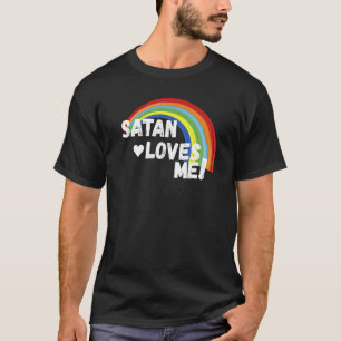 Satã Me Ama T-Shirt Engraçado Humor Escuro Ateu Sh