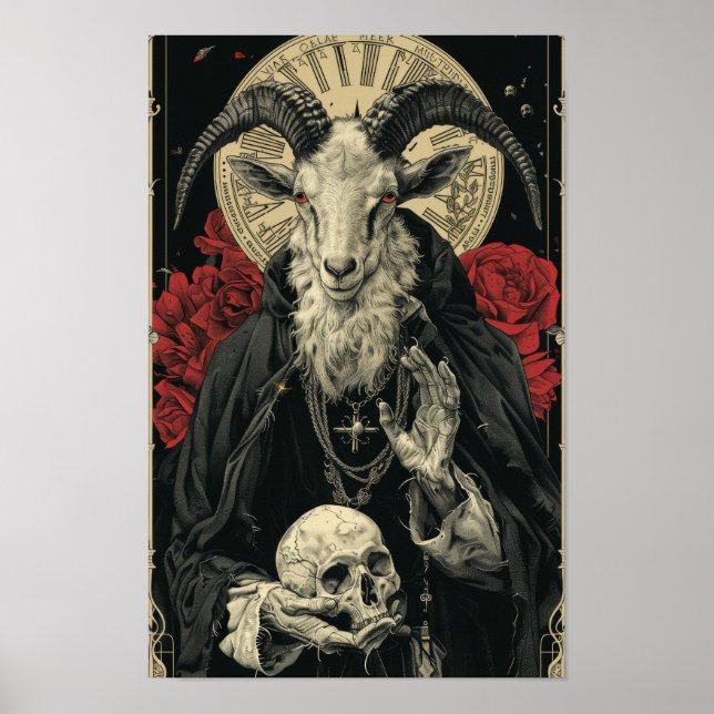 Satanic Goat Art Nouveau Tarot Card Poster (Frente)