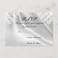 Satin Branco Elegante, Convites RSVP de Casamento