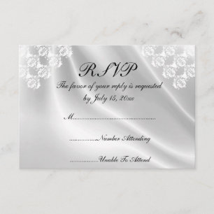 Satin Branco Elegante, Convites RSVP de Casamento 