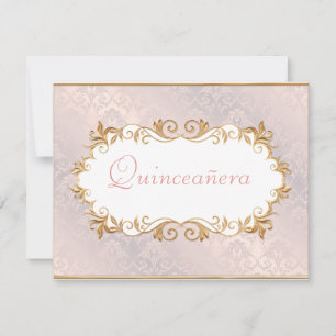 Satin rosa e Dourado, Convite Quinceanera