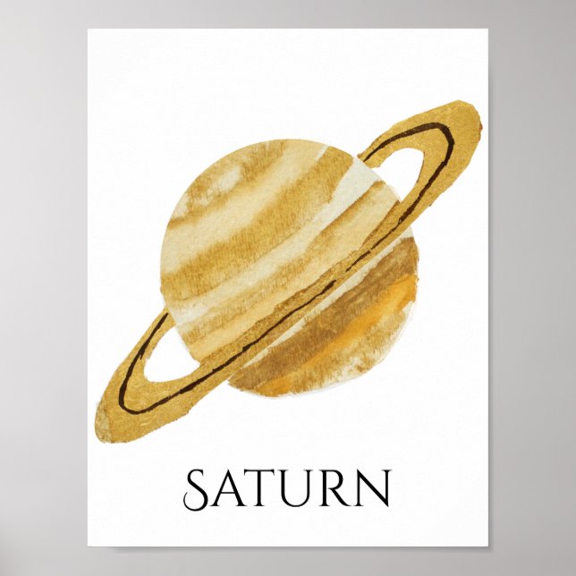 Saturno Planet Watercolor Poster (Frente)